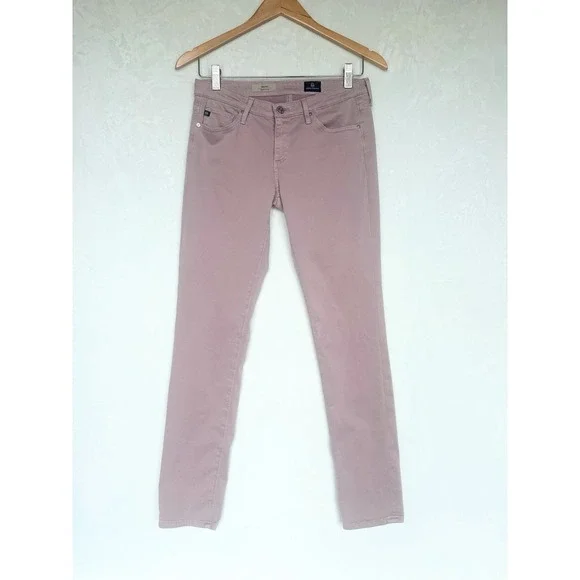 AG Adriano Goldschmied Stilt Cigarette Jeans Size 27R Pink Stretch Made In USA - Picture 2 of 7